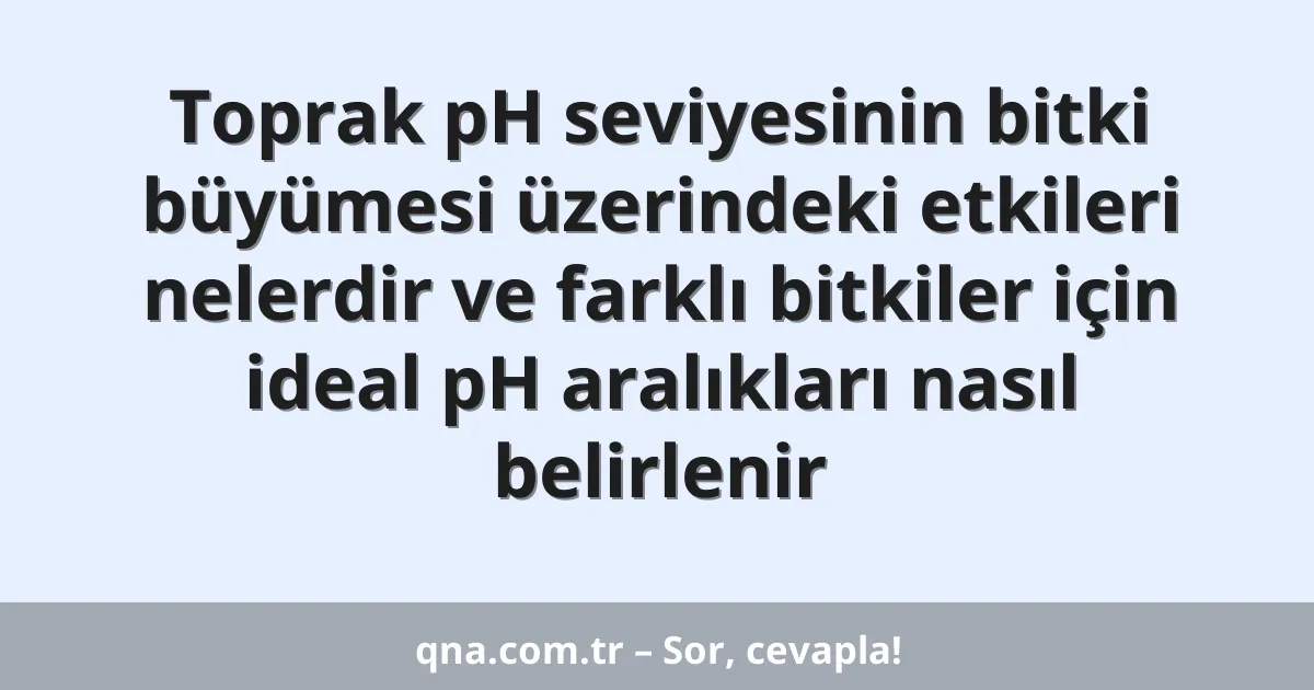Toprak pH seviyesinin bitki büyümesi üzerindeki etkileri nelerdir ve farklı bitkiler için ideal pH aralıkları nasıl belirlenir