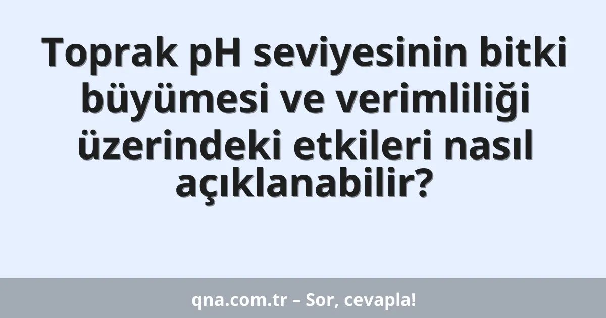 Toprak pH seviyesinin bitki büyümesi ve verimliliği üzerindeki etkileri nasıl açıklanabilir?