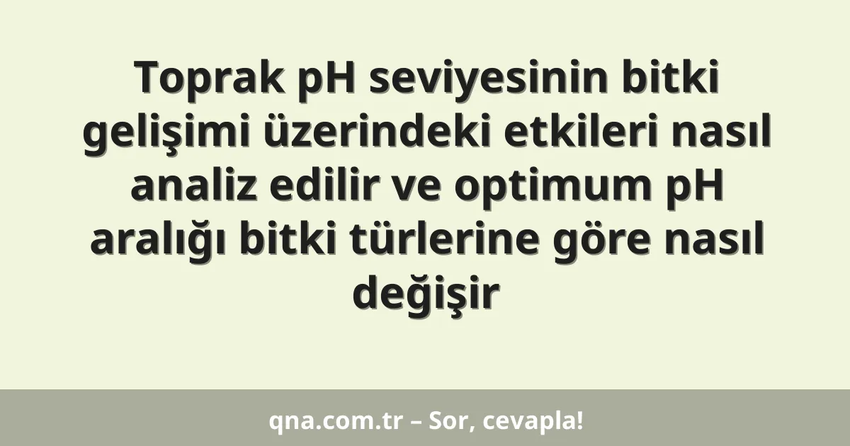 Toprak pH seviyesinin bitki gelişimi üzerindeki etkileri nasıl analiz edilir ve optimum pH aralığı bitki türlerine göre nasıl değişir