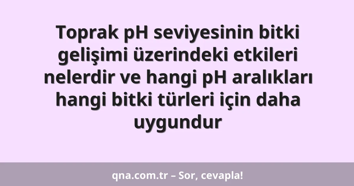 Toprak pH seviyesinin bitki gelişimi üzerindeki etkileri nelerdir ve hangi pH aralıkları hangi bitki türleri için daha uygundur