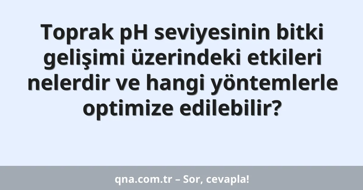 Toprak pH seviyesinin bitki gelişimi üzerindeki etkileri nelerdir ve hangi yöntemlerle optimize edilebilir?