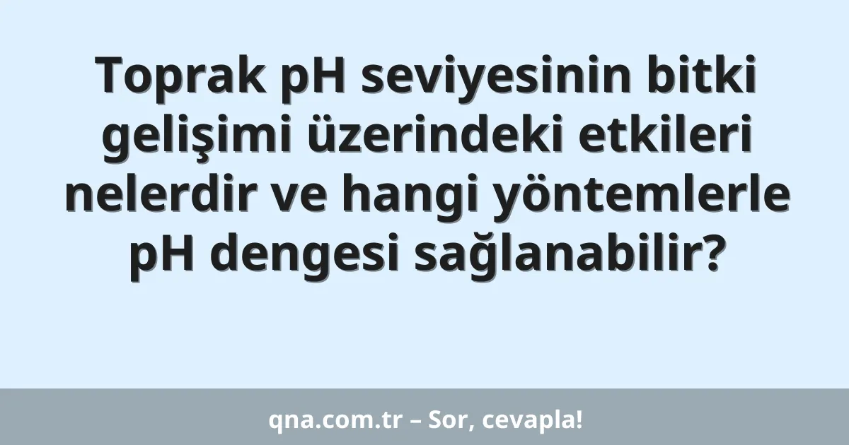 Toprak pH seviyesinin bitki gelişimi üzerindeki etkileri nelerdir ve hangi yöntemlerle pH dengesi sağlanabilir?