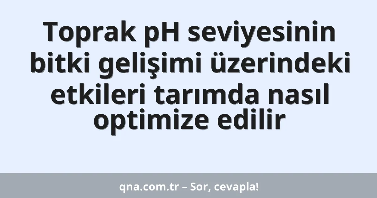 Toprak pH seviyesinin bitki gelişimi üzerindeki etkileri tarımda nasıl optimize edilir