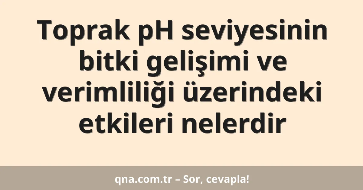 Toprak pH seviyesinin bitki gelişimi ve verimliliği üzerindeki etkileri nelerdir