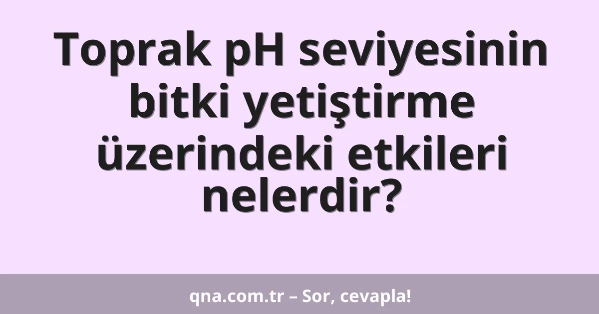 Toprak pH seviyesinin bitki yetiştirme üzerindeki etkileri nelerdir?