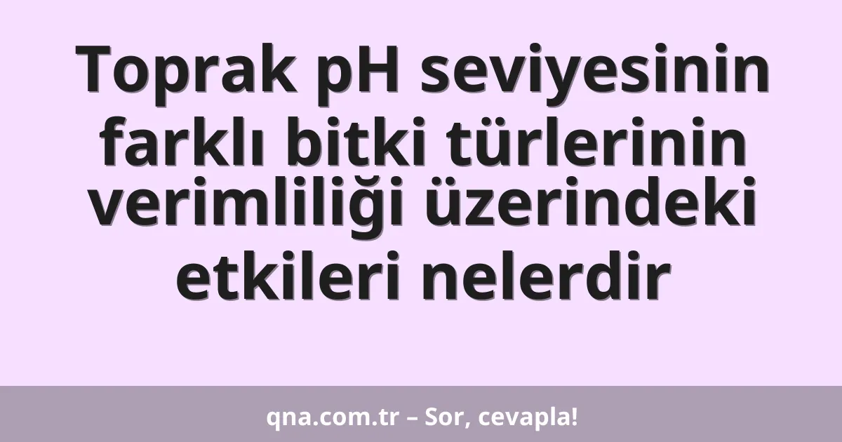 Toprak pH seviyesinin farklı bitki türlerinin verimliliği üzerindeki etkileri nelerdir