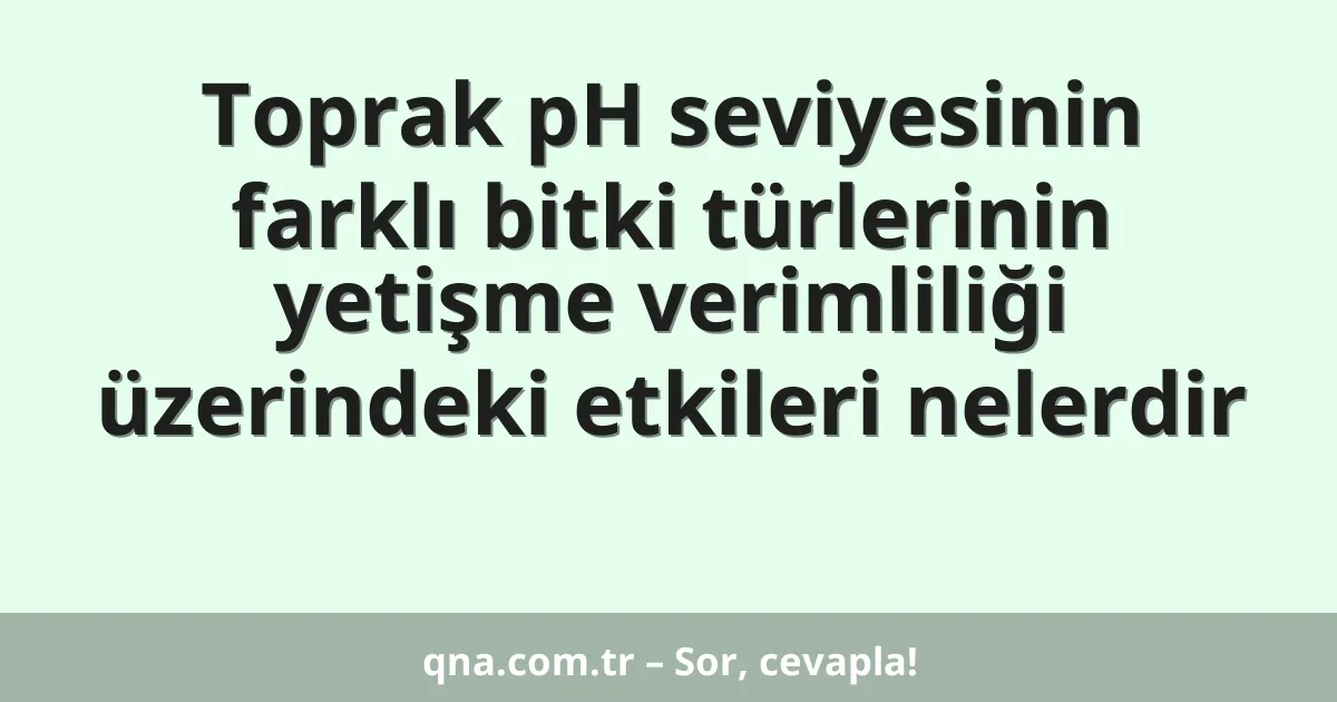 Toprak pH seviyesinin farklı bitki türlerinin yetişme verimliliği üzerindeki etkileri nelerdir