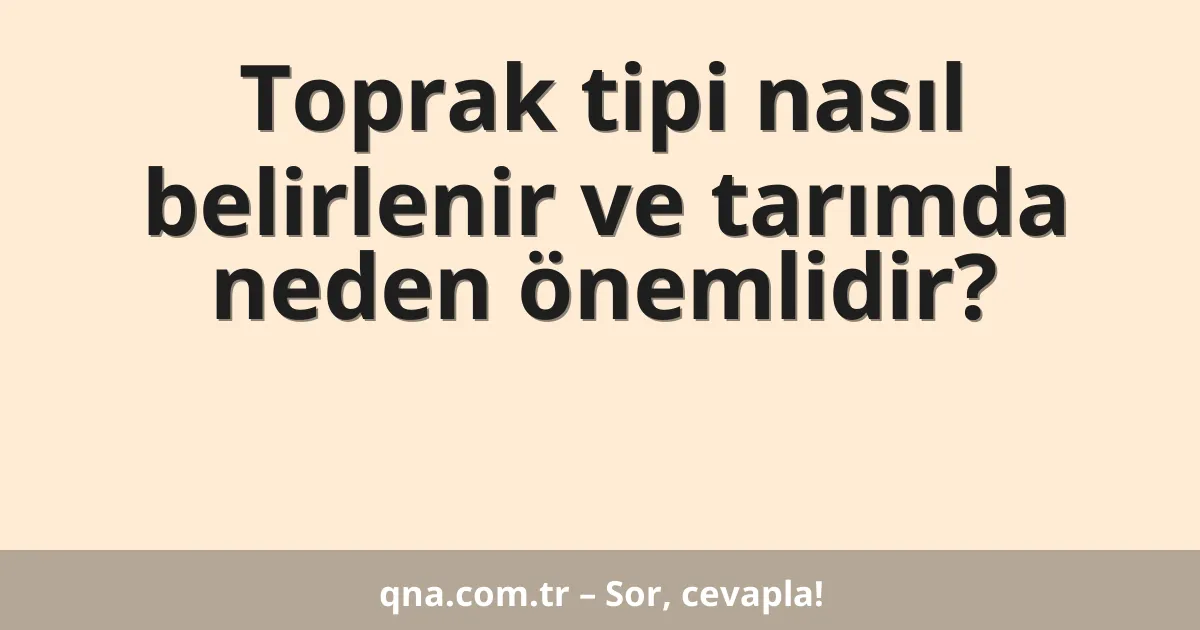 Toprak tipi nasıl belirlenir ve tarımda neden önemlidir?