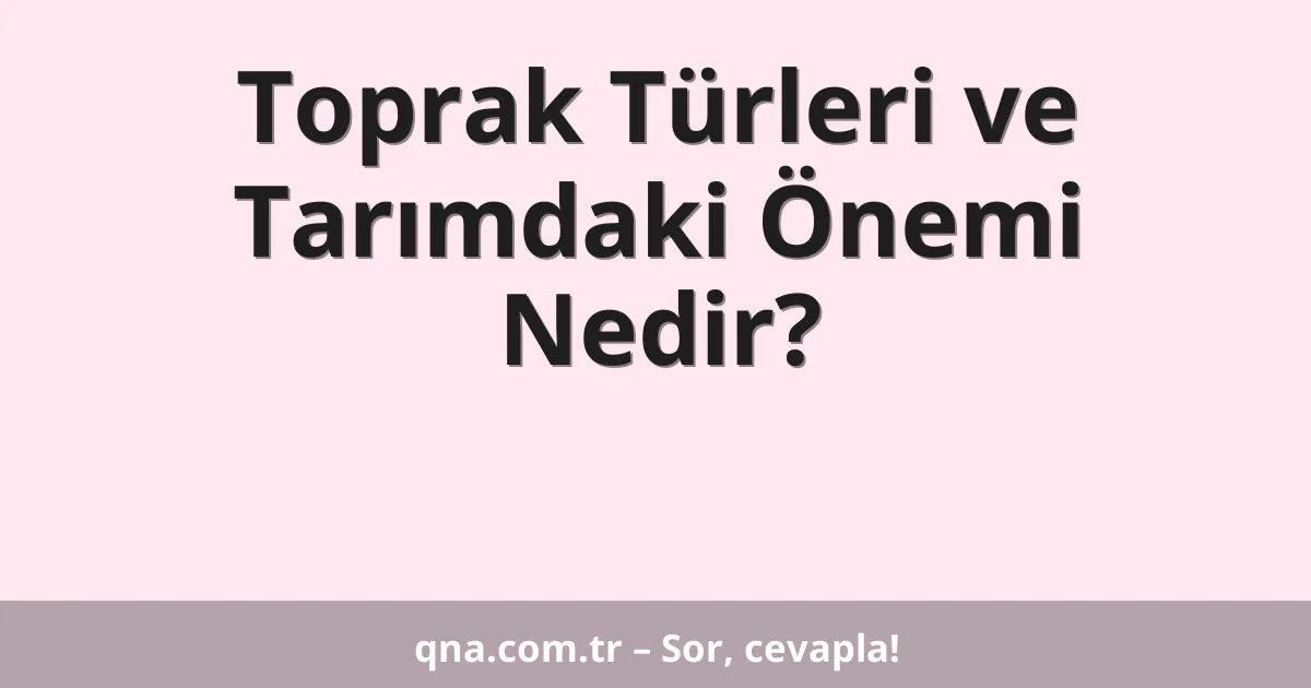 Toprak Türleri ve Tarımdaki Önemi Nedir?