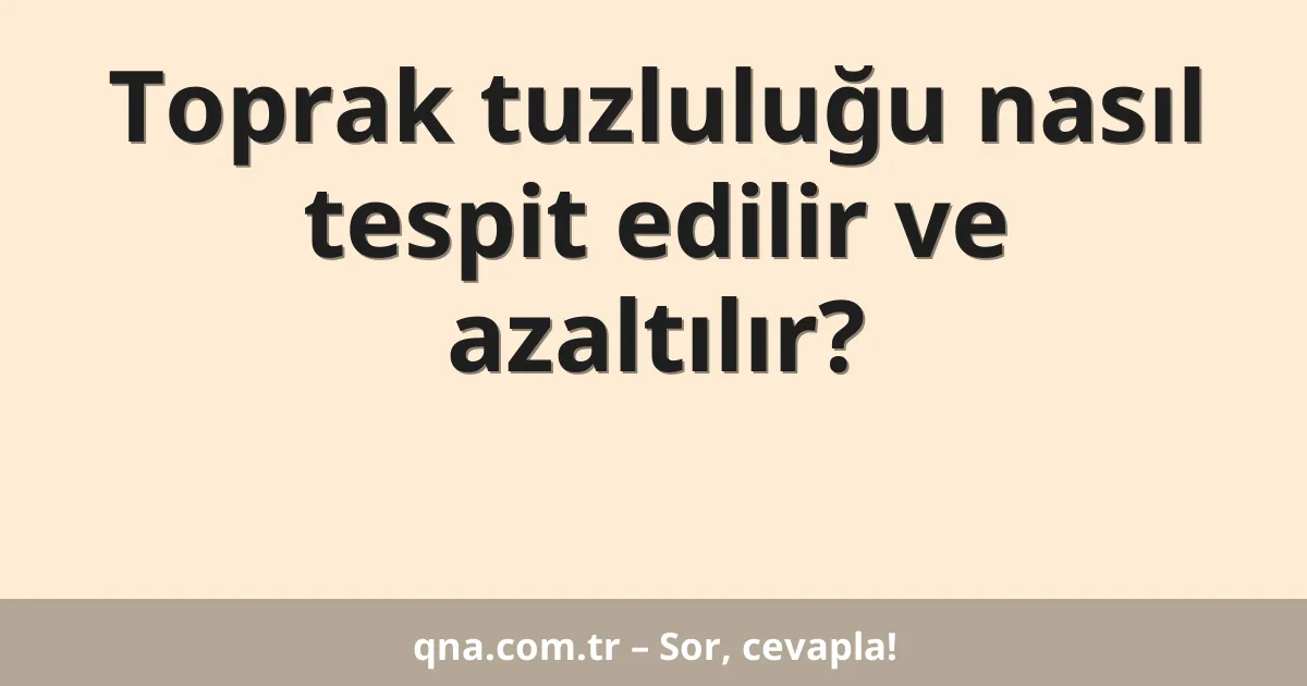 Toprak tuzluluğu nasıl tespit edilir ve azaltılır?