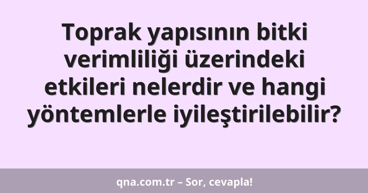 Toprak yapısının bitki verimliliği üzerindeki etkileri nelerdir ve hangi yöntemlerle iyileştirilebilir?