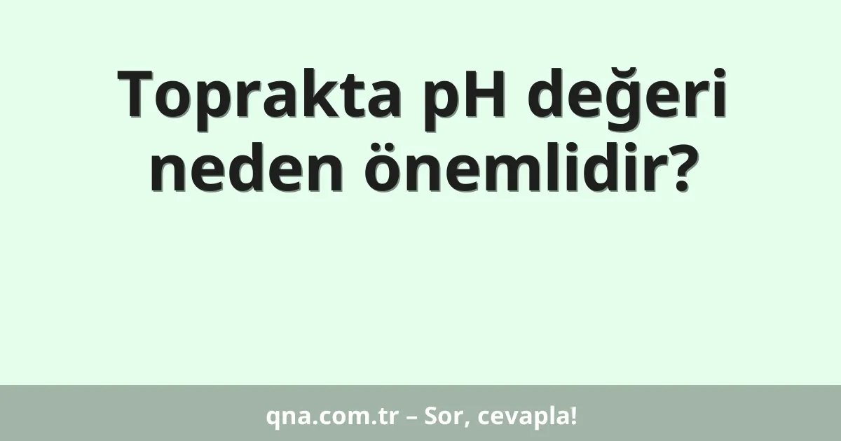 Toprakta pH değeri neden önemlidir?
