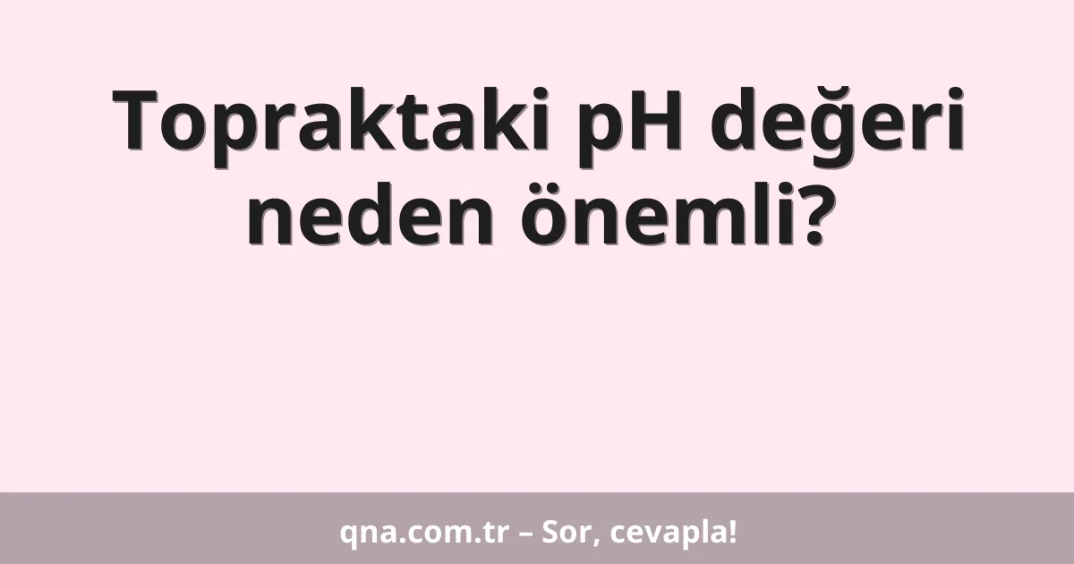 Topraktaki pH değeri neden önemli?