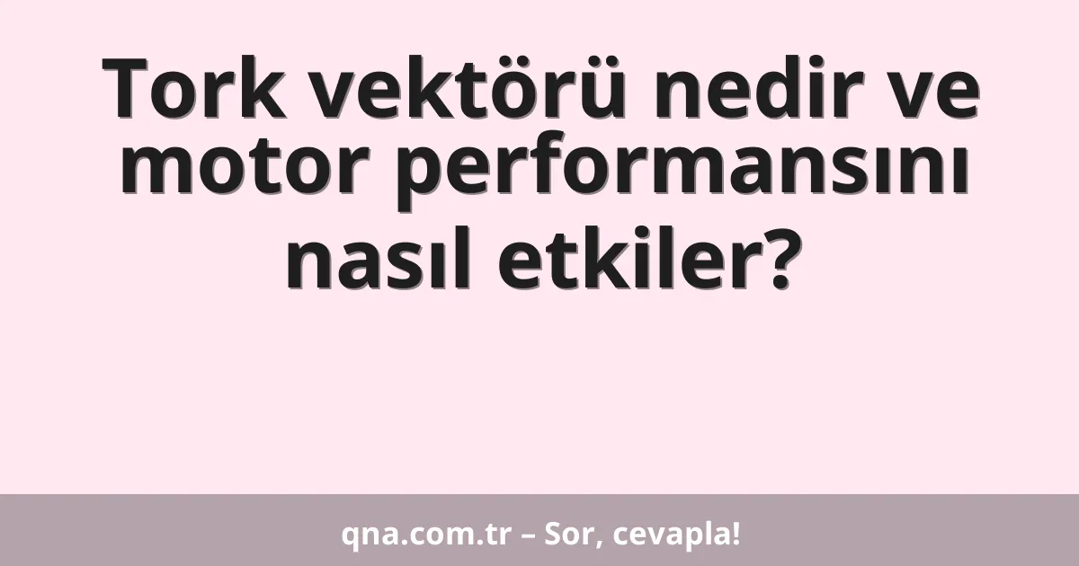 Tork vektörü nedir ve motor performansını nasıl etkiler?