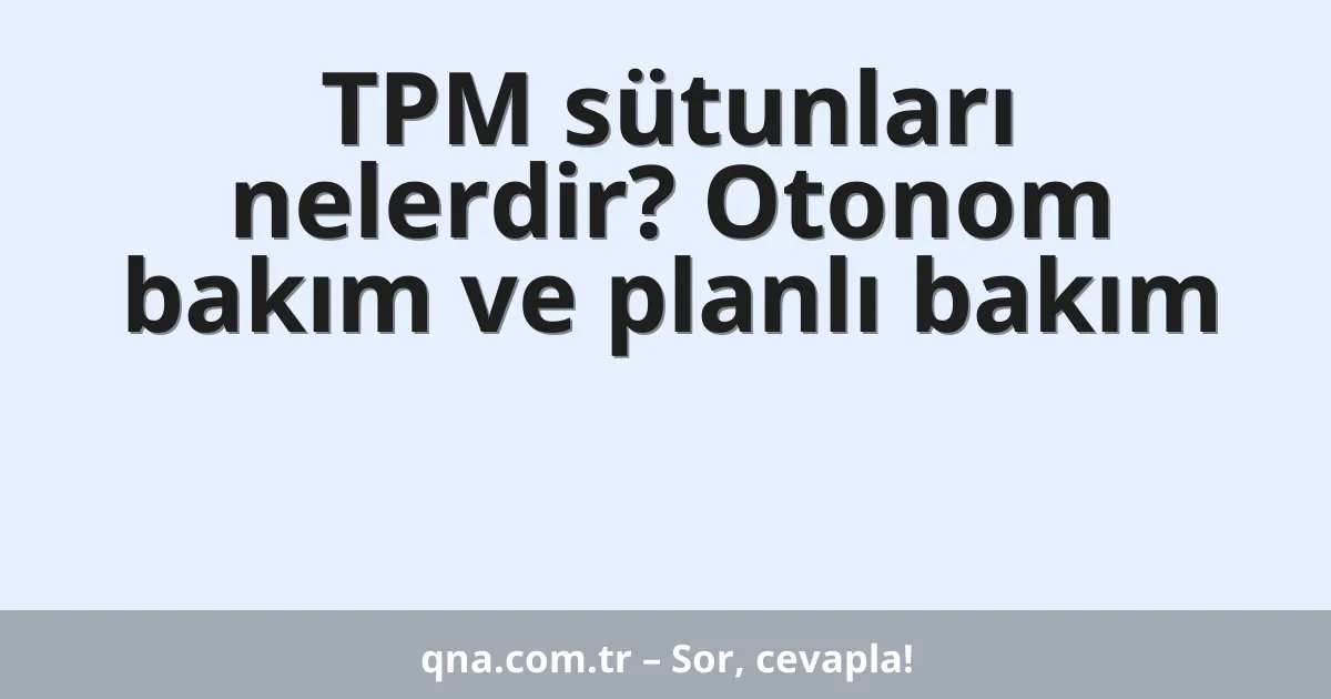 TPM sütunları nelerdir? Otonom bakım ve planlı bakım