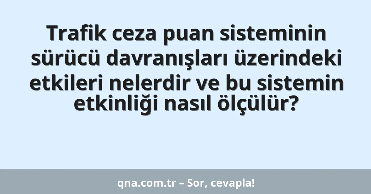 Trafik ceza puan sisteminin sürücü davranışları üzerindeki etkileri nelerdir ve bu sistemin etkinliği nasıl ölçülür?