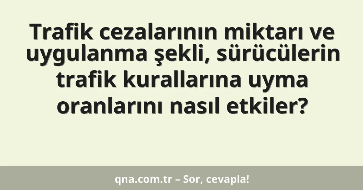 Trafik cezalarının miktarı ve uygulanma şekli, sürücülerin trafik kurallarına uyma oranlarını nasıl etkiler?