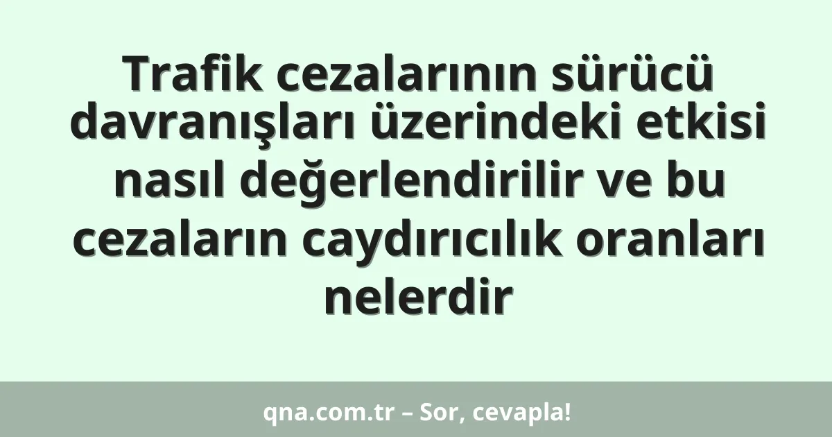 Trafik cezalarının sürücü davranışları üzerindeki etkisi nasıl değerlendirilir ve bu cezaların caydırıcılık oranları nelerdir