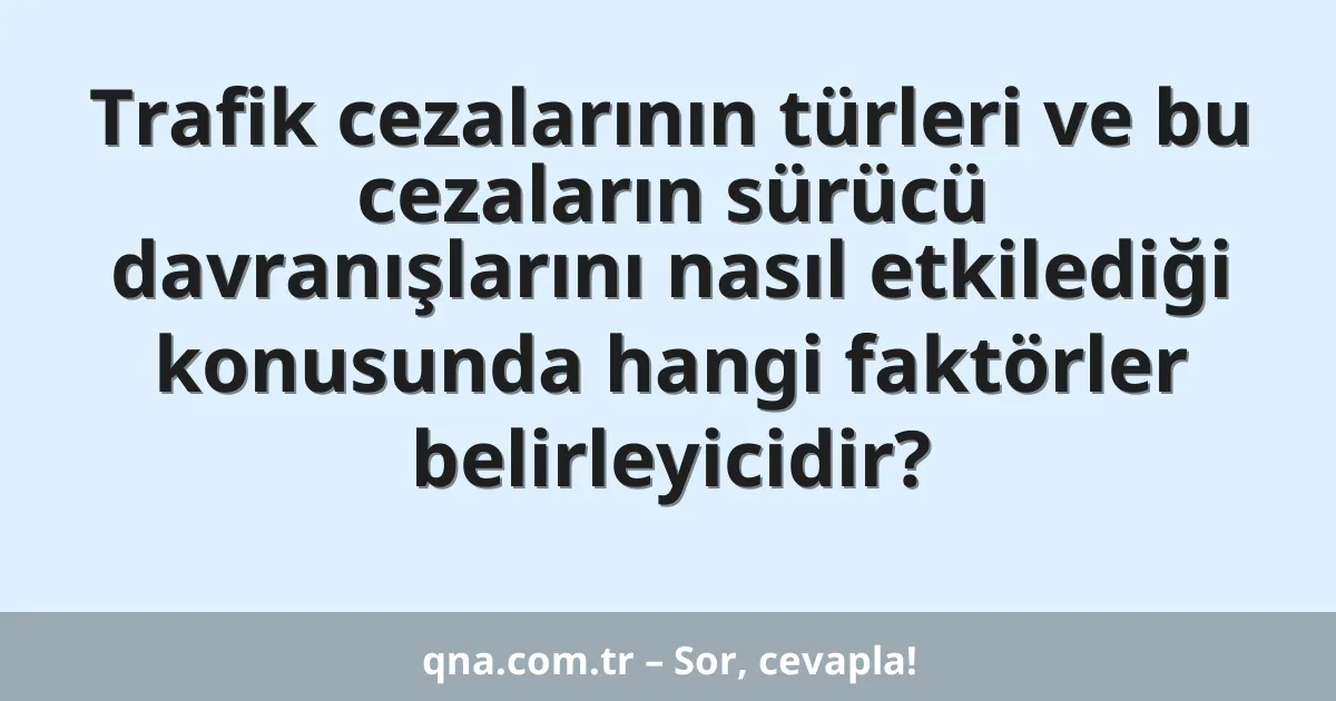Trafik cezalarının türleri ve bu cezaların sürücü davranışlarını nasıl etkilediği konusunda hangi faktörler belirleyicidir?