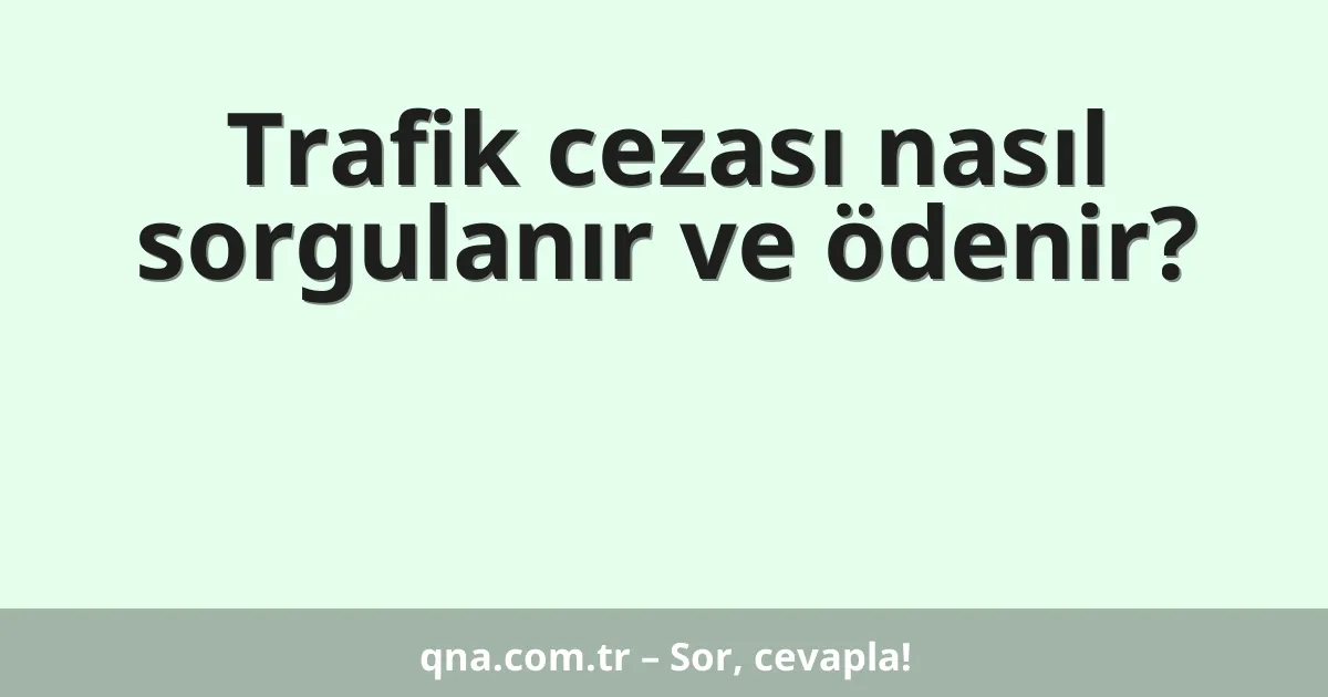 Trafik cezası nasıl sorgulanır ve ödenir?