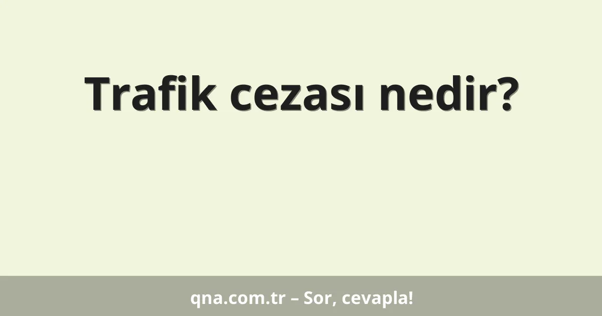 Trafik cezası nedir?