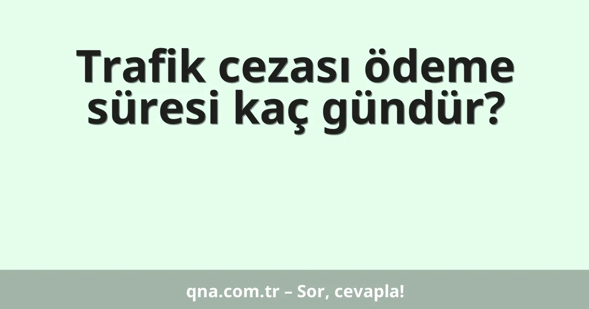 Trafik cezası ödeme süresi kaç gündür?
