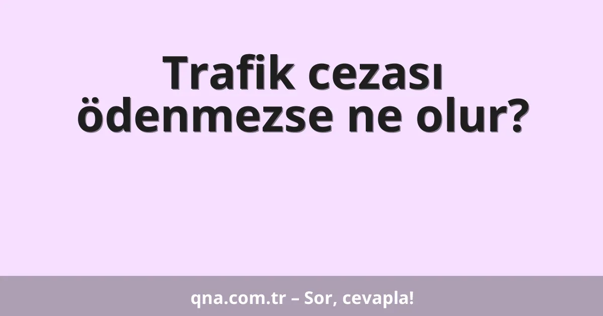 Trafik cezası ödenmezse ne olur?