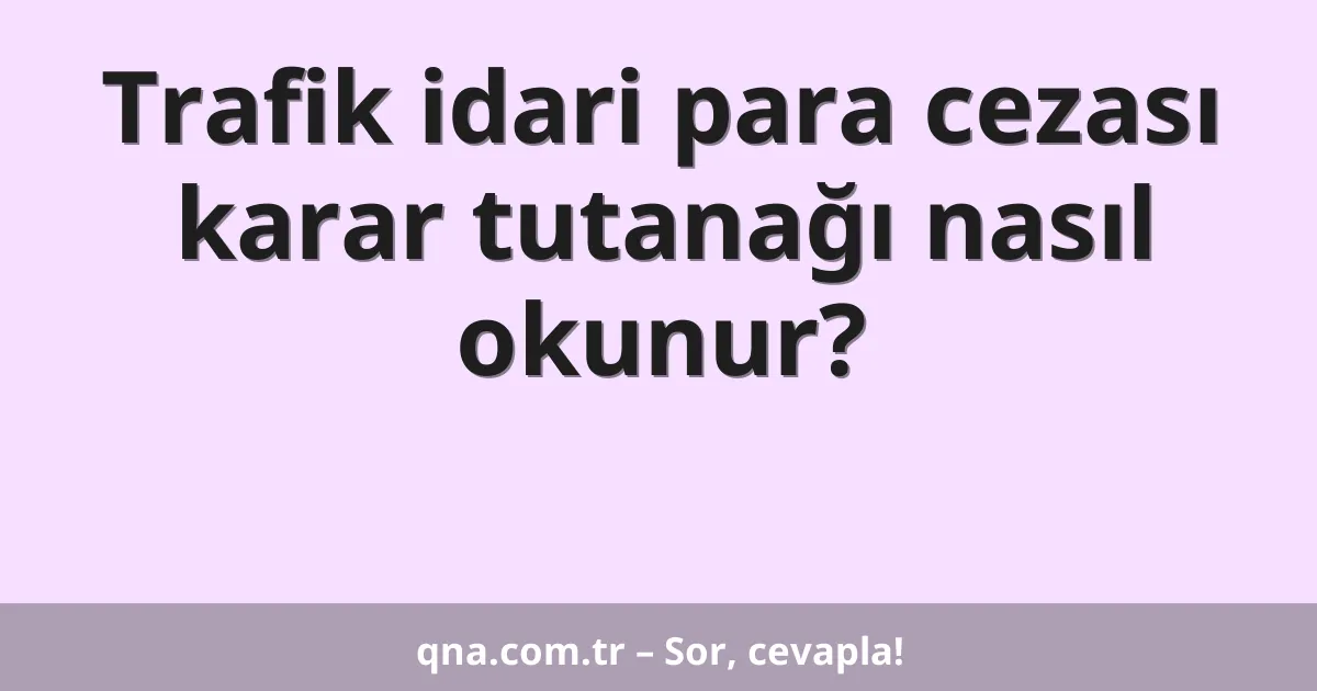 Trafik idari para cezası karar tutanağı nasıl okunur?