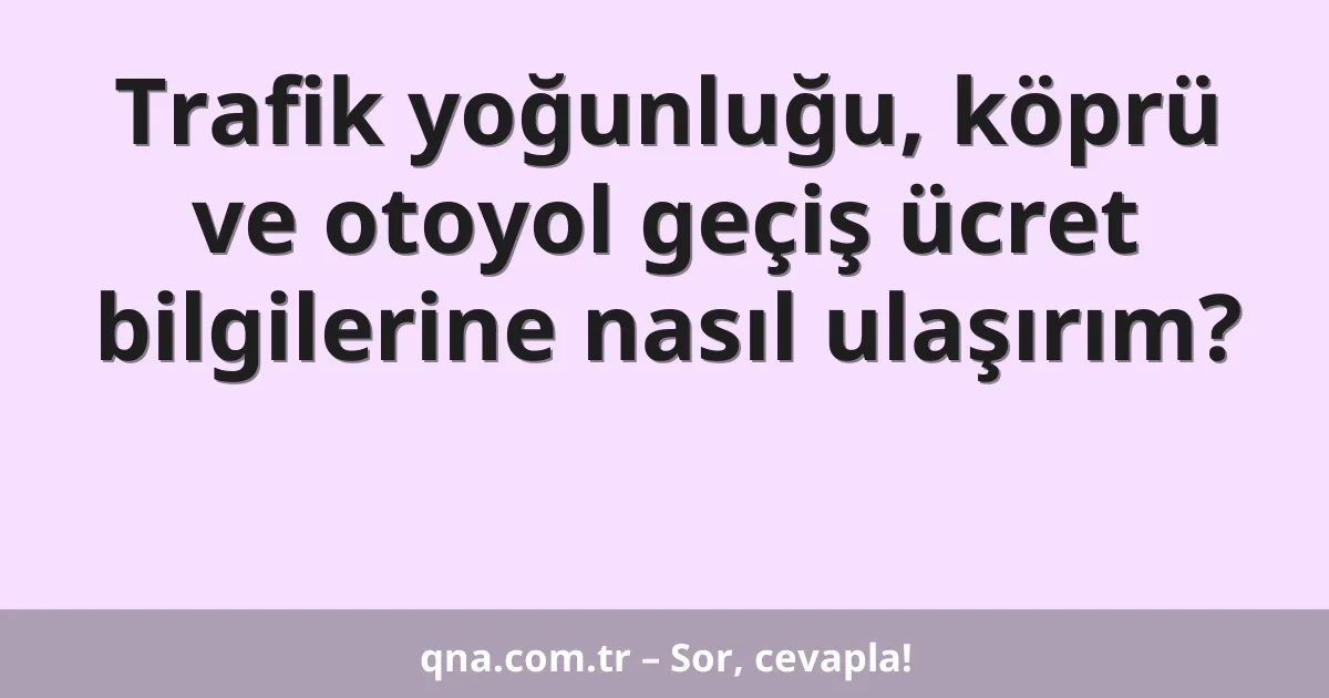 Trafik yoğunluğu, köprü ve otoyol geçiş ücret bilgilerine nasıl ulaşırım?