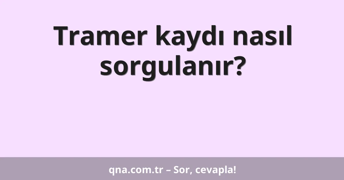 Tramer kaydı nasıl sorgulanır?