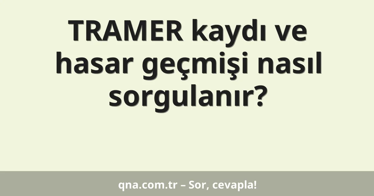 TRAMER kaydı ve hasar geçmişi nasıl sorgulanır?