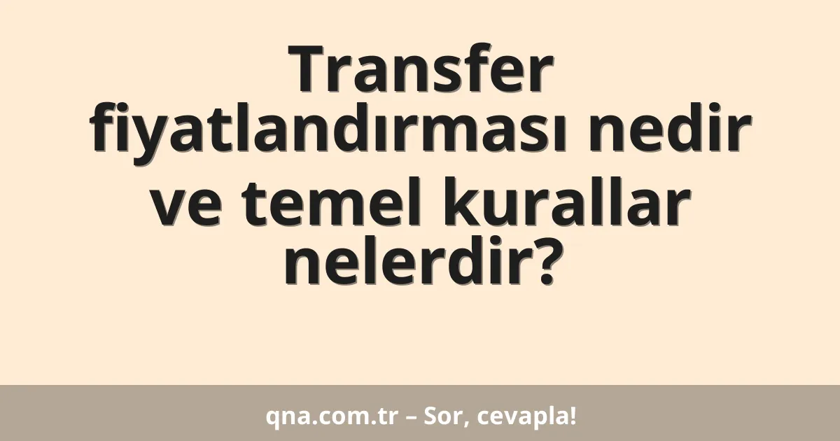Transfer fiyatlandırması nedir ve temel kurallar nelerdir?