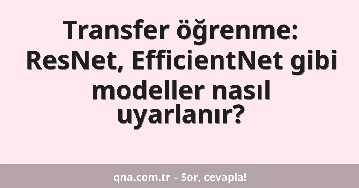Transfer öğrenme: ResNet, EfficientNet gibi modeller nasıl uyarlanır?