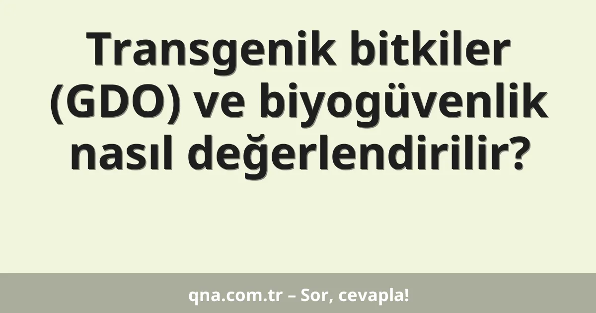 Transgenik bitkiler (GDO) ve biyogüvenlik nasıl değerlendirilir?
