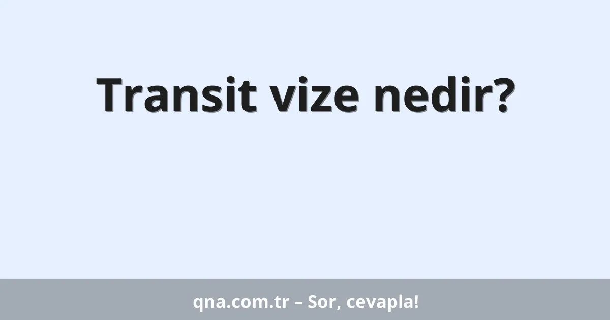 Transit vize nedir?