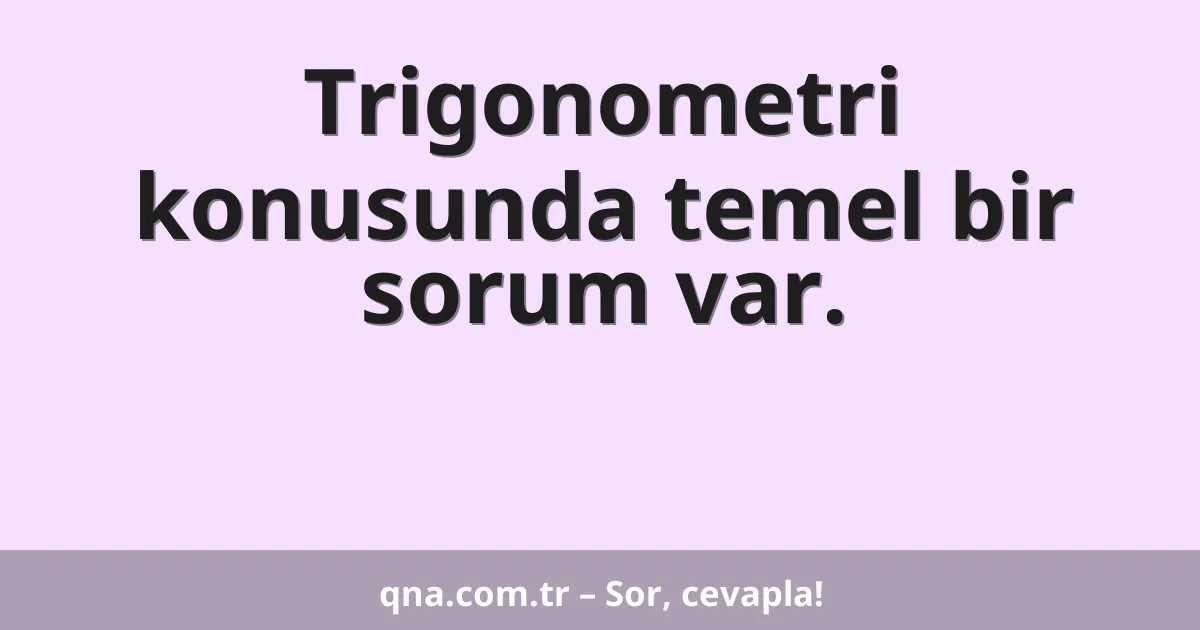 Trigonometri konusunda temel bir sorum var.