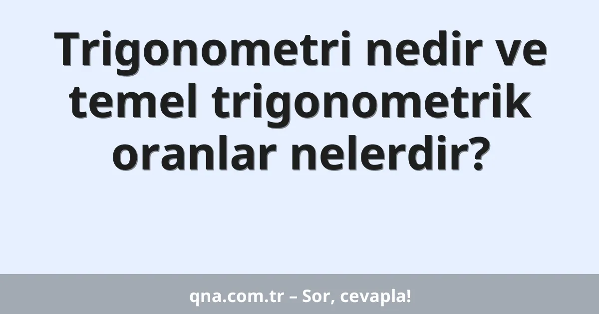 Trigonometri nedir ve temel trigonometrik oranlar nelerdir?