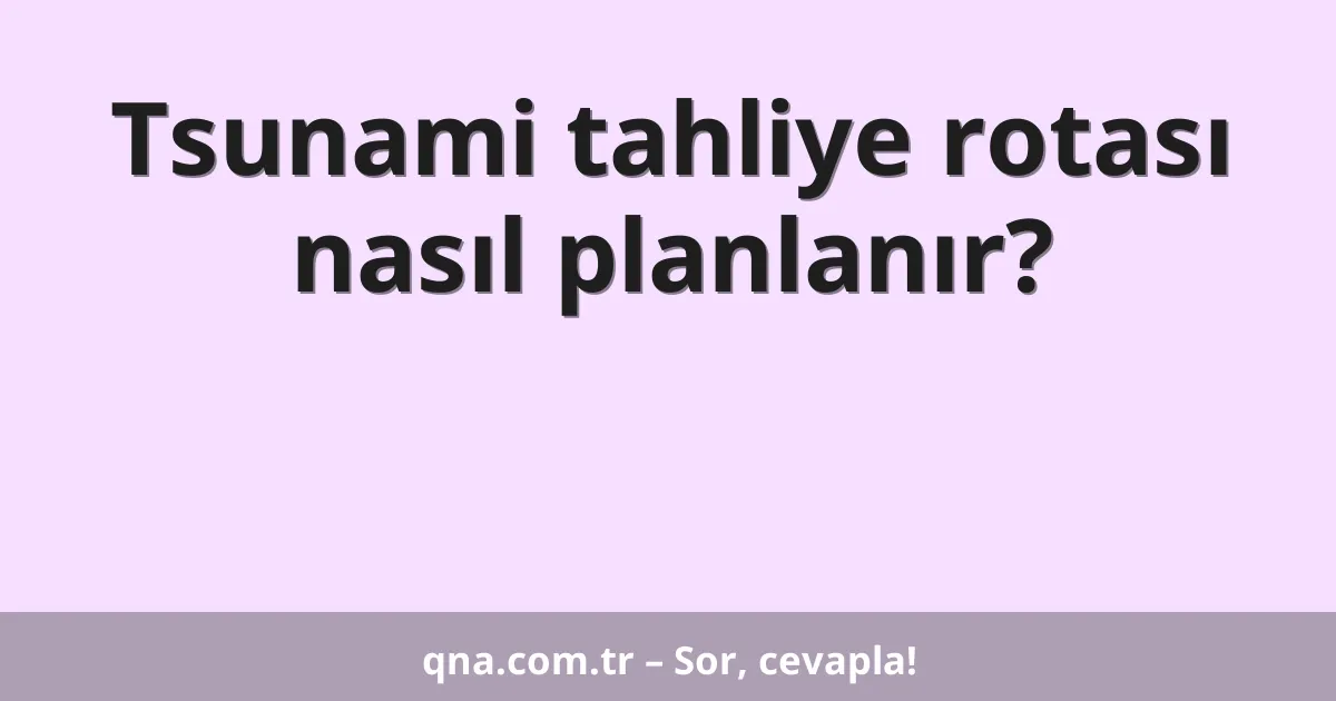 Tsunami tahliye rotası nasıl planlanır?