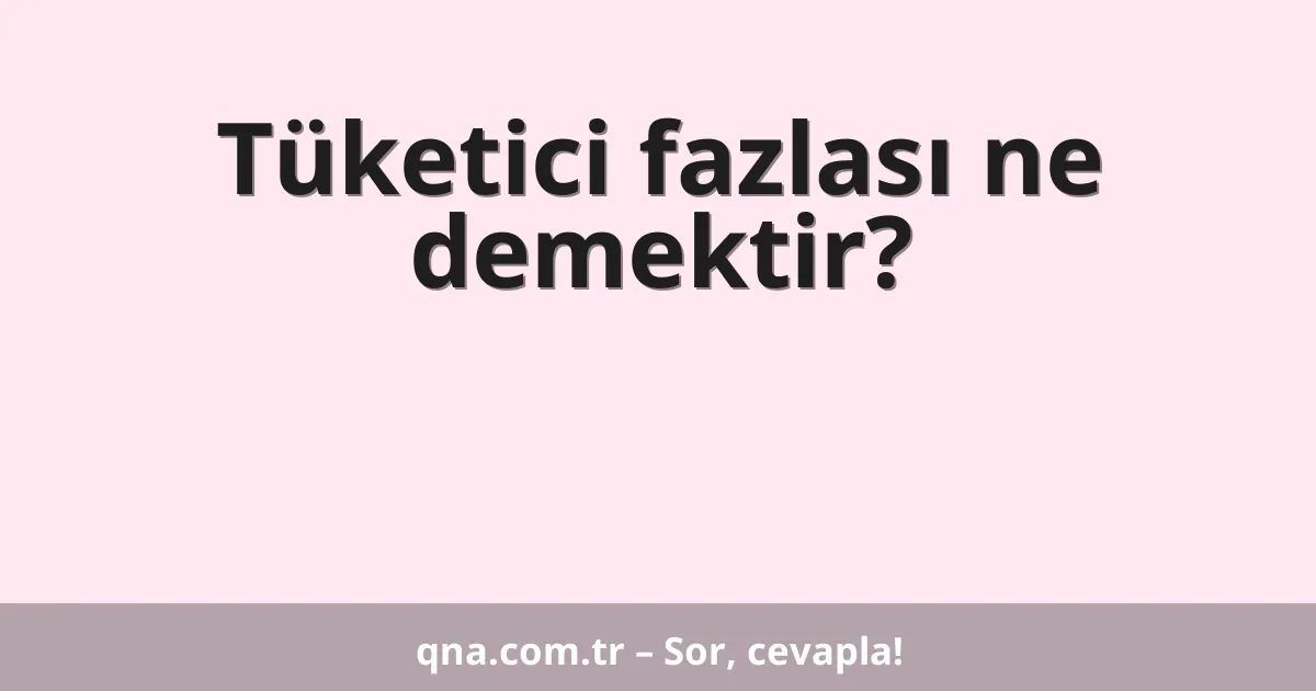 Tüketici fazlası ne demektir?