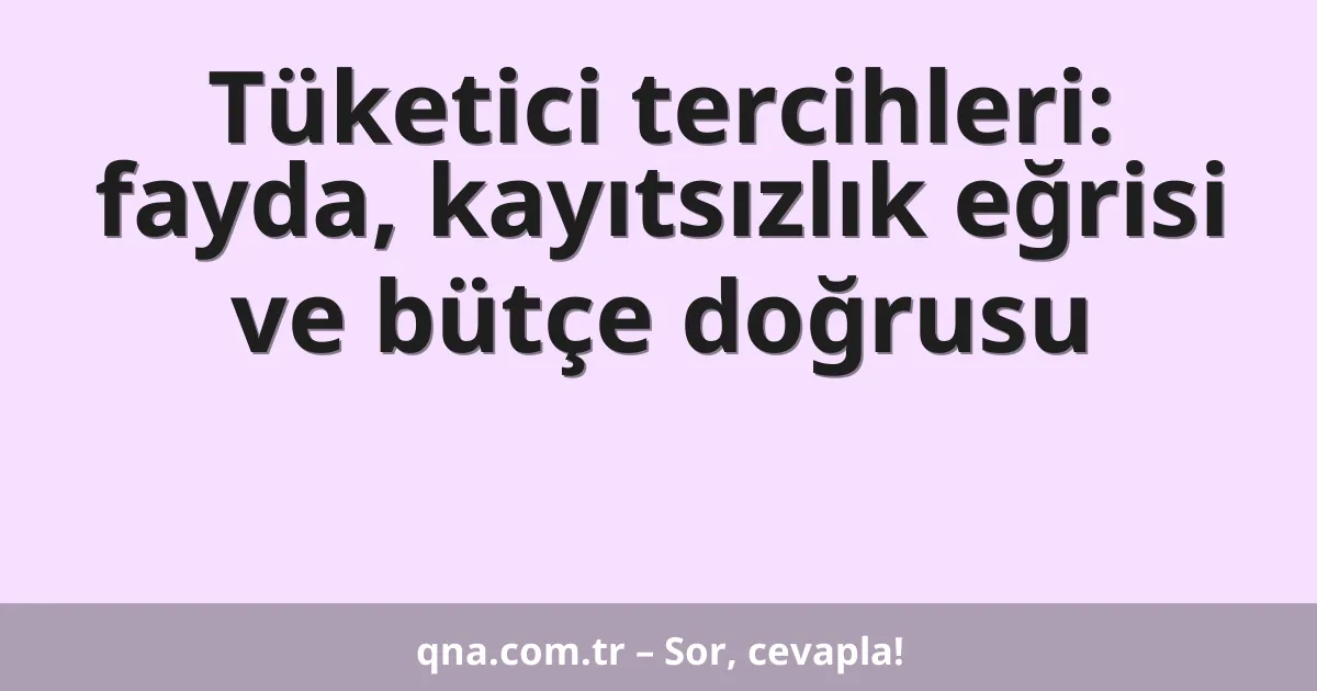 Tüketici tercihleri: fayda, kayıtsızlık eğrisi ve bütçe doğrusu