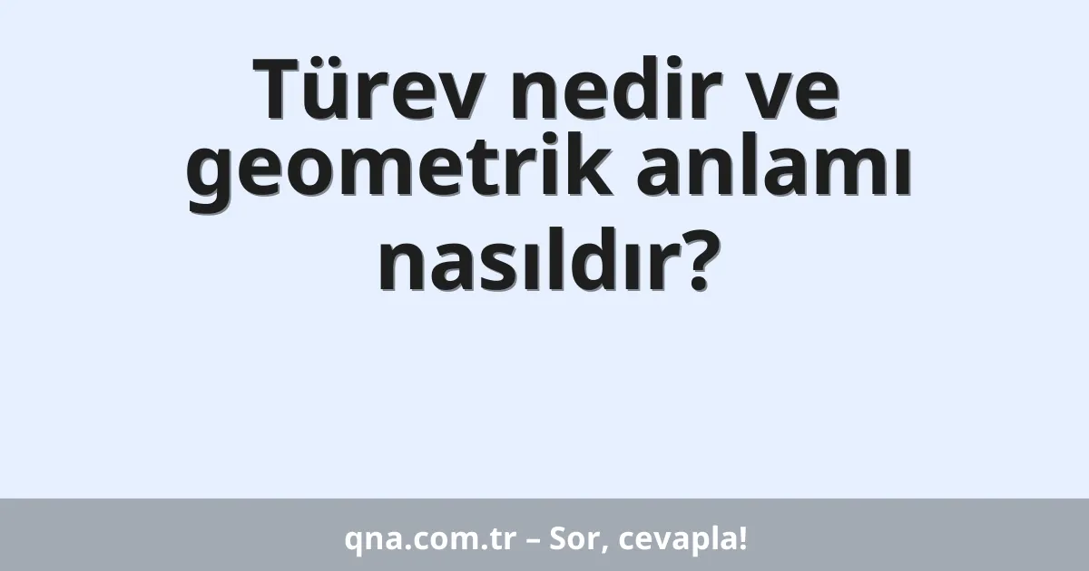 Türev nedir ve geometrik anlamı nasıldır?