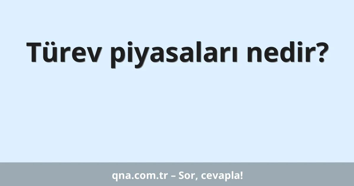 Türev piyasaları nedir?