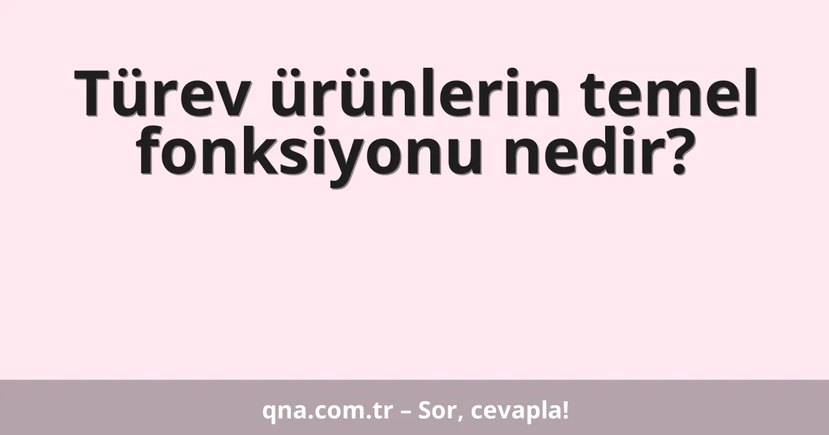 Türev ürünlerin temel fonksiyonu nedir?