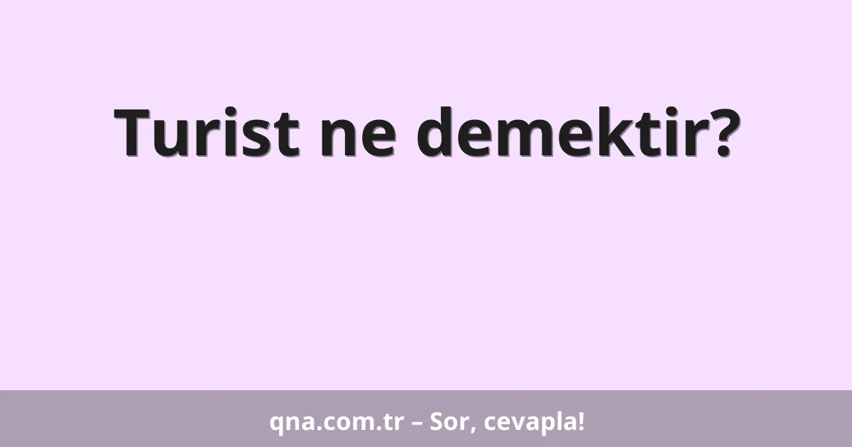 Turist ne demektir?