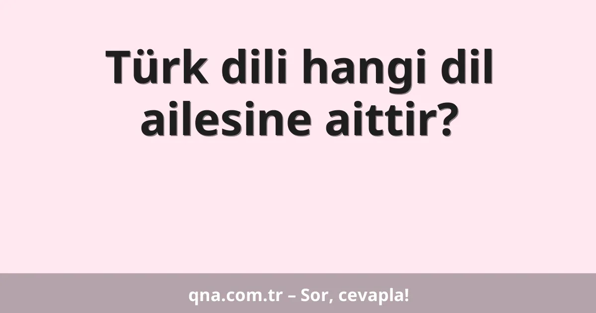 Türk dili hangi dil ailesine aittir?