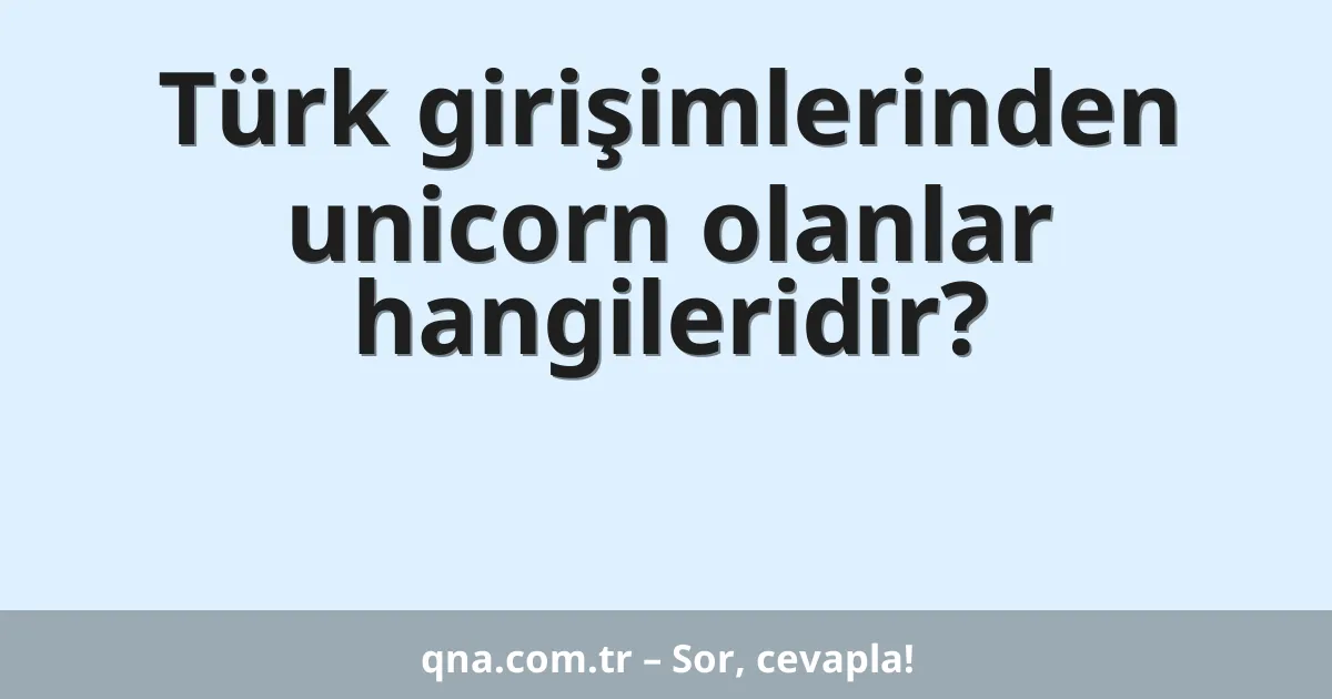 Türk girişimlerinden unicorn olanlar hangileridir?