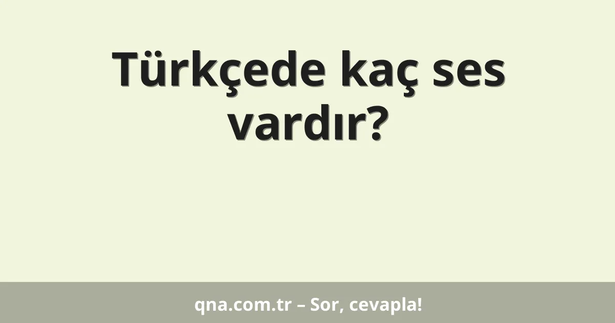 Türkçede kaç ses vardır?