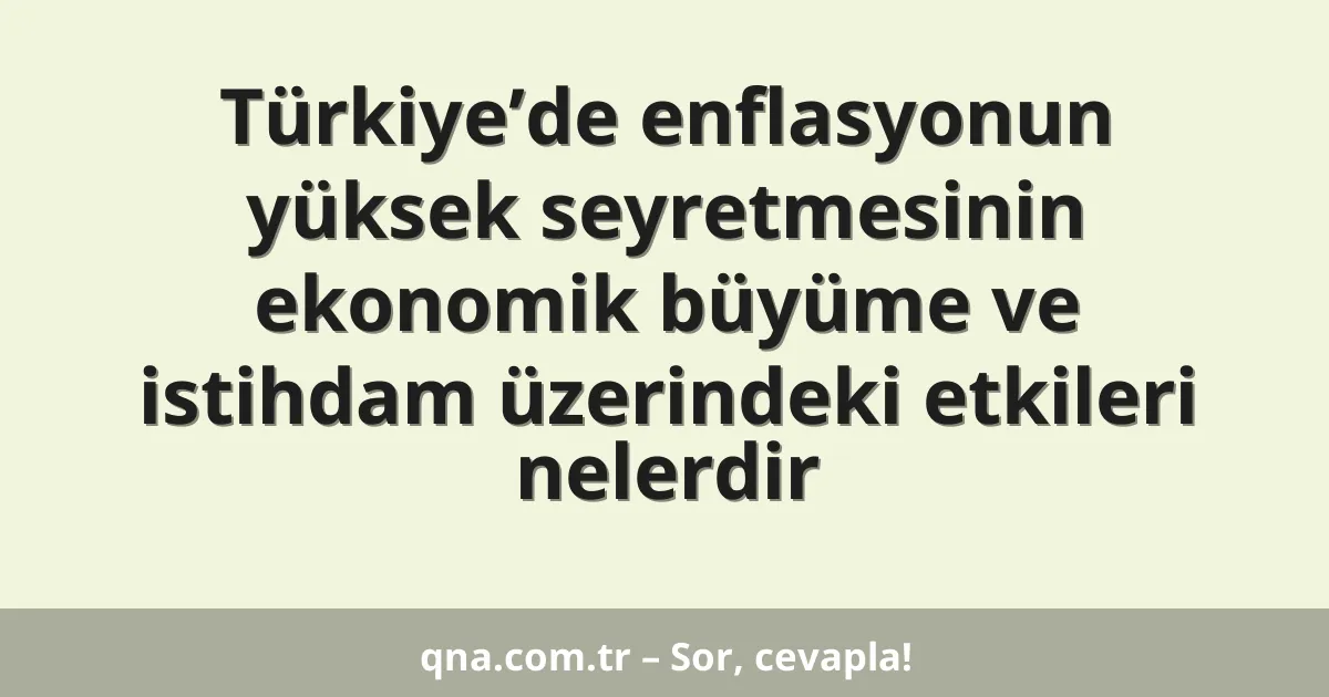 Türkiye’de enflasyonun yüksek seyretmesinin ekonomik büyüme ve istihdam üzerindeki etkileri nelerdir