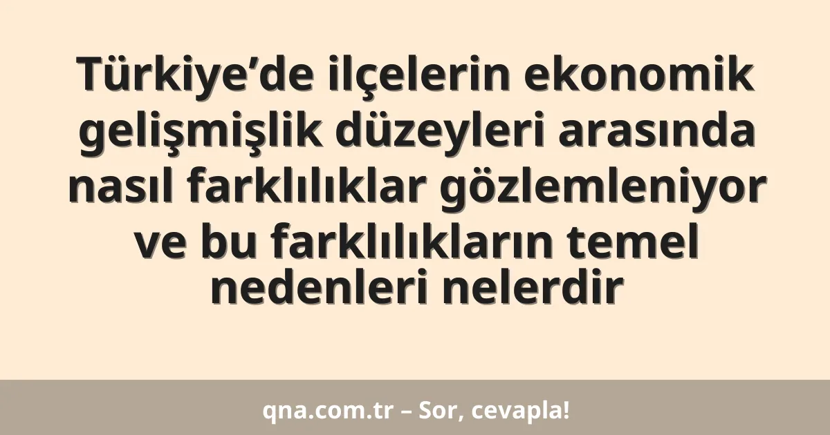 Türkiye’de ilçelerin ekonomik gelişmişlik düzeyleri arasında nasıl farklılıklar gözlemleniyor ve bu farklılıkların temel nedenleri nelerdir