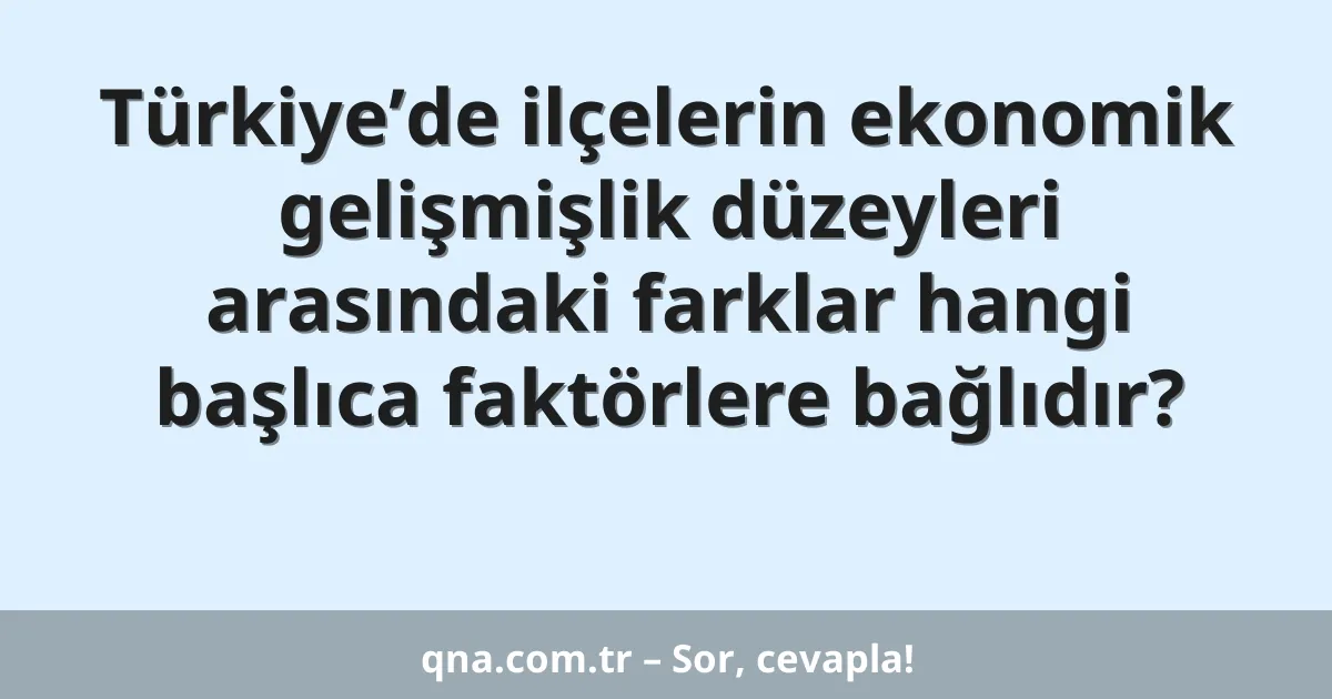 Türkiye’de ilçelerin ekonomik gelişmişlik düzeyleri arasındaki farklar hangi başlıca faktörlere bağlıdır?